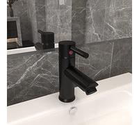 GeenYuu Mitigeur monocommande noir en laiton 130 x 176 mm avec raccord flexible en acier inoxydable 40 cm pour salle de bain et cuisine avec cartouche de 40 mm
