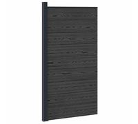 GeenYuu Panneau de clôture WPC et aluminium noir 95 x 186 cm avec poteau rigide modulable pour jardin terrasse extérieur, barrière palissade brise vue sécurisant et décoratif