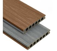 GeenYuu Panneaux de terrasse WPC marron gris 10 m² 4 m bois plastique composite 23 mm épaisseur coextrudé double face pour patio balcon piscine durable et résistant