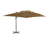 GeenYuu Parasol de Jardin déporté en Aluminium 400 x 300 cm avec Toile Taupe inclinable et orientable, système de manivelle, Pied Stable pour terrasse, Balcon, Piscine et extérieur