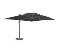 GeenYuu Parasol de Jardin déporté en Aluminium thermolaqué 400 x 300 cm Anthracite avec Toile Polyester Anti-UV inclinable orientable pour terrasse Balcon extérieur