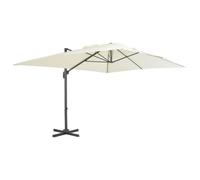 GeenYuu Parasol de Jardin déporté en Aluminium thermolaqué 400 x 300 cm Sable avec Toile Polyester Anti-UV inclinable orientable à 360 degrés pour terrasse Balcon Patio Piscine