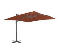 GeenYuu Parasol de Jardin déporté en Aluminium thermolaqué Terre Cuite 400 x 300 cm avec Toile Anti-UV inclinable orientable 360 degrés pour terrasse Balcon Piscine Patio