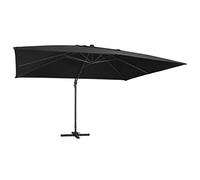 GeenYuu Parasol déporté Aluminium Noir 400x300 cm avec 24 lumières LED solaires Toile Polyester Anti-UV inclinable orientable pour terrasse Jardin Balcon extérieur ombrage Protection Chaleur