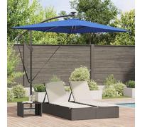 GeenYuu Parasol déporté en Banane Azur 294 x 200 x 270 cm Toile Polyester Aluminium avec Bandes LED inclinable orientable pour Jardin terrasse Balcon Patio Protection Soleil Chaleur