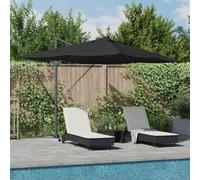 GeenYuu Parasol déporté Noir 352 x 251 x 265 cm en Polyester et Aluminium, inclinable et orientable, avec éclairage LED Solaire, idéal pour terrasse, Jardin, Protection Soleil et ombrage extérieur