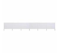 GeenYuu Paravent 6 Panneaux en Tissu Non tissé Blanc Sable 800 x 160 cm avec 7 poteaux en Bois pour terrasse Jardin Balcon extérieur Protection Contre Vent Chaleur et Pluie