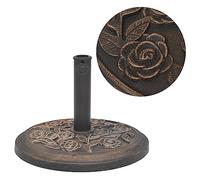 GeenYuu Pied de parasol rond en résine couleur bronze avec poids de 9 kg et boulons de verrouillage, adaptateur pour barres de 38 et 48 mm, résistant aux intempéries, pour jardin, balcon et terrasse
