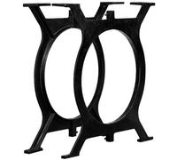 GeenYuu Pied de Table Salle à Manger 2 pcs en Fonte Noire, Cadre en O Robuste 70x71 cm, Support piètement pour Plateau Bureau Cuisine Salon Atelier comptoir Bar îlot Console Banc établi