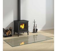 GeenYuu Plaque de cheminée en verre trempé transparent - 120 x 60 cm - Rectangulaire - Protection du sol pour poêle - Parquet stratifié - Sécurité et protection contre la chaleur