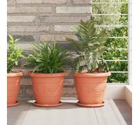 GeenYuu Plateau à Fleurs Rond en Plastique Rouge Brique 6 pcs Ø 19 x 2 cm pour Balcon terrasse intérieur extérieur, Support léger et Durable pour Pot, jardinière, Cache-Pot, bac à Plante