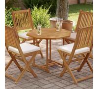GeenYuu Plateau de table octogonal en teck massif - 80 x 80 x 2,5 cm - Avec trou de parasol - Plateau de rechange polyvalent pour table à manger, bureau, cuisine, salon, table de travail et de