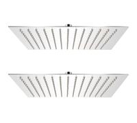 GeenYuu Pomme de douche carrée 30x30 cm acier inoxydable 2 pcs avec buses anti-calcaire pour salle de bain mural ou plafond jet pluie massage détente économie eau