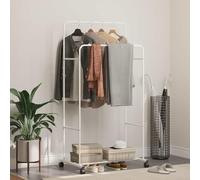 GeenYuu Portant à vêtements uni blanc 80 x 53 x 156 cm en métal autoportant pliable avec roulette réglable en hauteur pour chambre à coucher, couloir, dressing, rangement de charges lourdes
