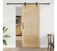 GeenYuu Porte coulissante ORKDAL naturelle 86 x 211 cm en pin massif avec guide en acier revêtu par pulvérisation - Glissement silencieux - Design peu encombrant pour l'intérieur et une utilisation