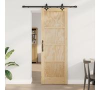 GeenYuu Porte coulissante ORKDAL naturelle en pin massif 73,5 x 211 cm avec guide en acier revêtu par pulvérisation, peu encombrant, glisse silencieuse, idéale pour l'intérieur et la décoration de la