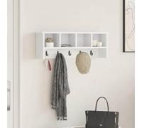 GeenYuu Porte-Manteau Mural Blanc en Bois d'ingénierie 75 x 16 x 26 cm avec Crochets et étagères murales pour entrée Couloir Salon Bureau Rangement Suspendu décoratif