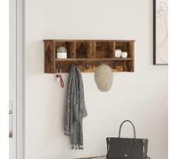GeenYuu Porte-Manteau Mural en Bois d'ingénierie chêne fumé avec étagère Murale 75 x 16 x 26 cm 3 Crochets Support Rangement pour entrée Couloir Salon Bureau décoration Pratique