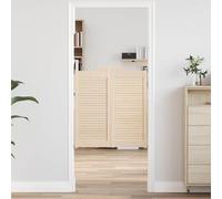 GeenYuu Portes battantes naturelles 90 x 40 cm en pin massif, design à lamelles, intérieur, rénovation, isolation thermique, insonorisation, protection anti-effraction, avec serrure et charnière