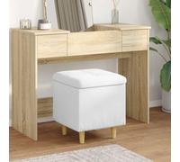 GeenYuu Pouf de rangement en cuir synthétique blanc 40 x 40 x 45 cm - Avec espace de rangement - Pieds en bois robustes - Polyvalent pour salon, chambre à coucher, couloir