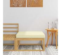 GeenYuu Pouf d'extérieur en Bois d'acacia Massif Blanc avec Coussin rembourré, Module canapé modulable pour Jardin terrasse Balcon Patio véranda, Assise Confortable et Design à Lattes Durable