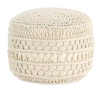 GeenYuu Pouf en macramé fait à la main 45 x 30 cm en coton avec rembourrage en perles EPS rembourré comme repose-pieds, ottoman et cube pour salon, chambre à coucher, couloir et étagère de canapé