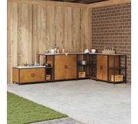 GeenYuu Rangement de Cuisine HATTEM rouillé en Acier 30 x 50 x 92 cm Meuble Armoire Buffet vaisselier desserte Placard cellier étagère pour Organiser ustensiles Vaisselle et épices