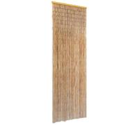 GeenYuu Rideau de porte en bambou 56 x 185 cm avec 56 brins de bambou et barre en bois, moustiquaire pour porte de balcon et porte de terrasse, autocollant, découpable, protège contre les mouches et