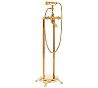 GeenYuu Robinet de baignoire sur pied acier inoxydable doré 99,5 cm avec douchette 150 cm mitigeur mélangeur bec baignoire pour installation sanitaire et rénovation