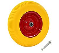 GeenYuu Roue de brouette avec axe en polyuréthane massif 4,00-8 - Pneus pleins - Diamètre : 390 mm - Charge maximale : 160 kg - Pour diable, diable, atelier, chantier, transport de charge