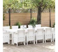 GeenYuu Salon de jardin 13 pièces en polyrotin et coton blanc, ensemble de meubles d'extérieur avec 12 chaises, résistant aux UV, ergonomique, mat, idéal pour terrasse, balcon et jardin