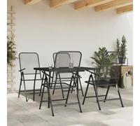 GeenYuu Salon de jardin 5 pièces anthracite avec structure en métal et grille extensible, 4 chaises pliantes avec dossier réglable en 7 positions, table de jardin robuste 110 x 80 x 72 cm pour balcon