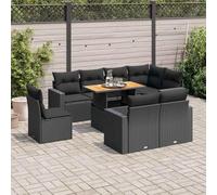 GeenYuu Salon de jardin 9 pièces en rotin synthétique avec coussins, salon modulaire avec espace de rangement, table réglable et housse résistante aux intempéries pour terrasse, balcon, jardin et