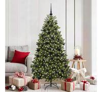GeenYuu Sapin de Noël Artificiel Vert 180 cm avec 300 LED, PVC et métal, Branches articulées, Guirlande Lumineuse, Boules décoratives, Usage intérieur et extérieur