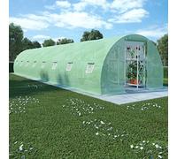 GeenYuu Serre de 36 m² avec maille PE 140 g/m² et cadre en acier galvanisé 1200 x 300 x 200 cm Vert avec 16 fenêtres et porte Idéal pour maison à tomates, protection des plantes, balcon, terrasse