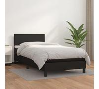 GeenYuu Sommier à Lattes 80x200cm avec Matelas à Ressorts ensachés Noir en Similicuir, Cadre de lit Bois et métal, tête de lit réglable pour Chambre Adulte ou Enfant, Couchage Confortable et Durable