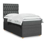 GeenYuu Sommier à Lattes 90x200 cm avec Matelas et surmatelas Gris foncé Tissu, Cadre de lit tapissier avec tête réglable, Bande LED Ambiance, Support Bois et métal pour Chambre Adulte Enfant