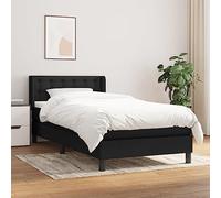 GeenYuu Sommier à Lattes avec Cadre de lit Noir 80x200 cm, Matelas à Ressorts ensachés et surmatelas en Tissu Respirant, tête de lit réglable, Structure Bois et métal pour Chambre Adulte ou Enfant