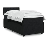 GeenYuu Sommier à Lattes avec Cadre de lit Noir 80x200 cm, Matelas à Ressorts ensachés et surmatelas en Velours, tête de lit capitonnée, Support Bois et métal pour Chambre Adulte Enfant