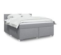 GeenYuu Sommier à Lattes avec Cadre de lit tapissier Gris Clair 180x200cm, Matelas à Ressorts ensachés, surmatelas Doux, Pieds Robustes, tête de lit Confortable pour Chambre Adulte