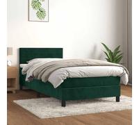 GeenYuu Sommier à Lattes avec Cadre de lit Vert foncé 90x190 cm, Matelas Ressorts ensachés, tête de lit réglable, Velours Doux, Structure Bois et métal pour Chambre Adulte Enfant