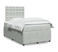 GeenYuu Sommier à Lattes avec Matelas 120x190 cm Velours Gris Clair Cadre de lit tapissier tête réglable pour Chambre Adulte Enfant Confort et Soutien Optimal