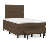 GeenYuu Sommier à Lattes avec Matelas 120x190cm Marron foncé Tissu, Cadre de lit tapissier Bois, tête et Pied réglables, Banc de Bout de lit, Support Ferme pour Chambre Adulte Enfant