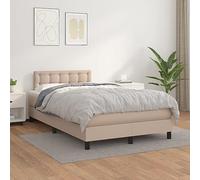 GeenYuu Sommier à Lattes avec Matelas 120x200 cm Cappuccino en Similicuir, Cadre de lit tapissier avec tête réglable, Structure Bois et métal pour Chambre Adulte ou Enfant
