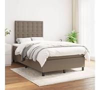 GeenYuu Sommier à Lattes avec Matelas 120x200 cm en Tissu Taupe, Cadre de lit tapissier Bois et métal, tête de lit réglable pour Chambre Adulte ou Enfant, Support Ferme Confortable