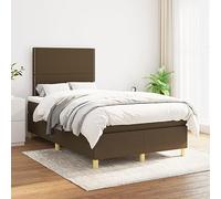 GeenYuu Sommier à Lattes avec Matelas 120x200 cm Marron foncé Cadre de lit tapissier tête réglable Support Bois et métal pour Chambre Adulte Enfant Confort Durable