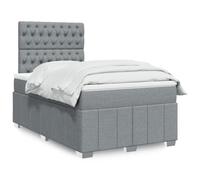 GeenYuu Sommier à Lattes avec Matelas 120x200cm Gris Clair en Tissu Polyester, Cadre de lit Bois Massif et tête de lit réglable, Bande LED intégrée pour Chambre Adulte ou Enfant