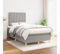 GeenYuu Sommier à Lattes avec Matelas 120x200cm Gris Clair Tissu, Cadre de lit tapissier Bois et métal, tête de lit réglable pour Chambre Adulte Enfant, Support Confortable et Durable