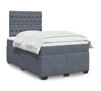 GeenYuu Sommier à Lattes avec Matelas 120x200cm Gris foncé en Velours, Cadre de lit tapissier avec tête réglable, Support Bois et métal pour Chambre Adulte Enfant, Couchage Confortable et Durable
