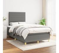 GeenYuu Sommier à Lattes avec Matelas 120x200cm Tissu Gris foncé Cadre de lit Adulte avec tête réglable Confort Moyen-Dur pour Chambre Enfant ado et Support Durable Bois et métal